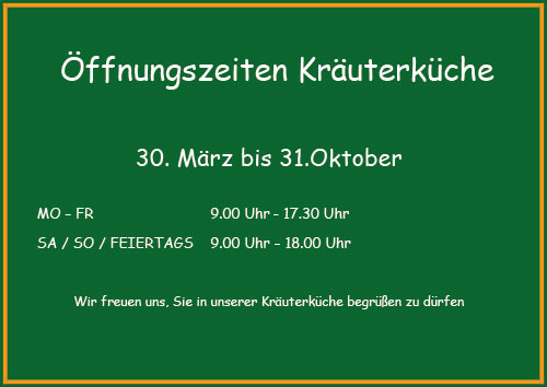 Kräurerküche Öffnungszeiten ab 2025